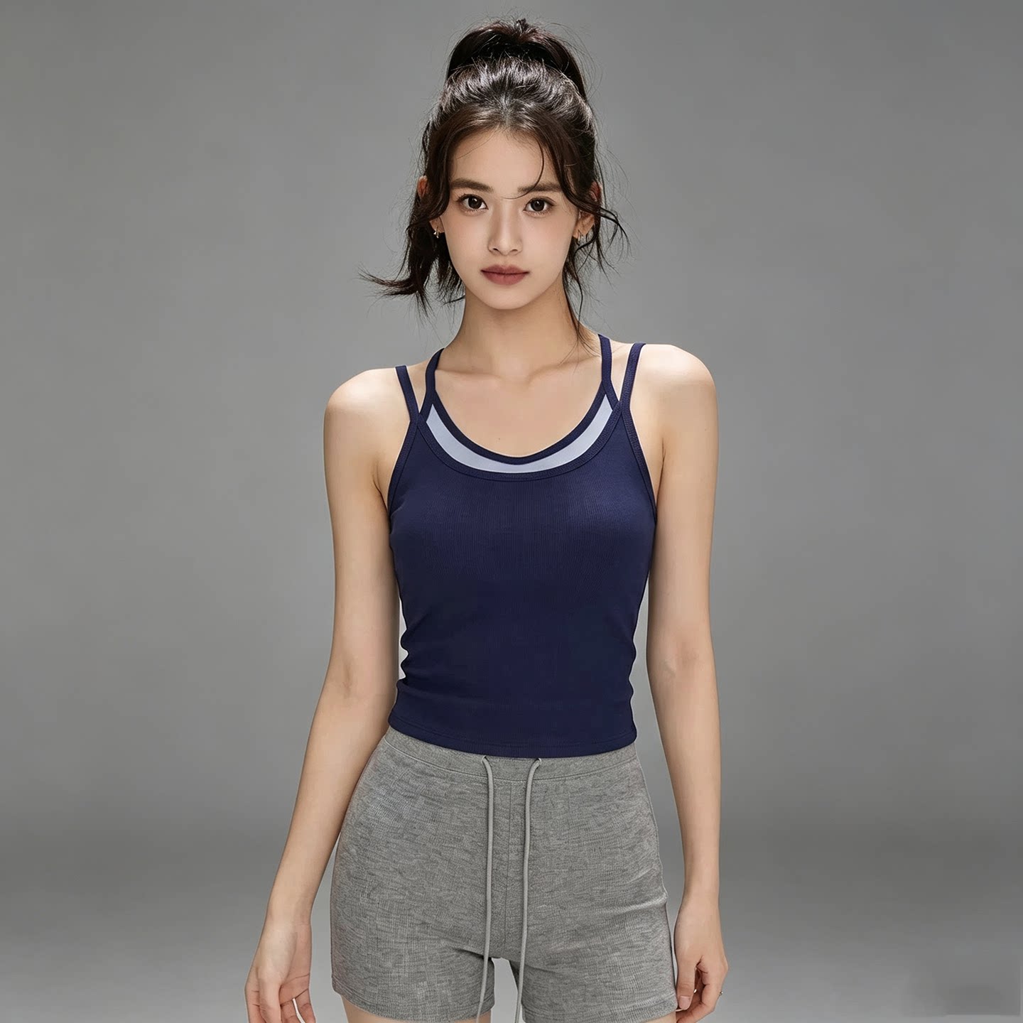 悠美YOGA带胸垫运动背心防震美背外穿跑步训练内衣吊带瑜伽服上衣