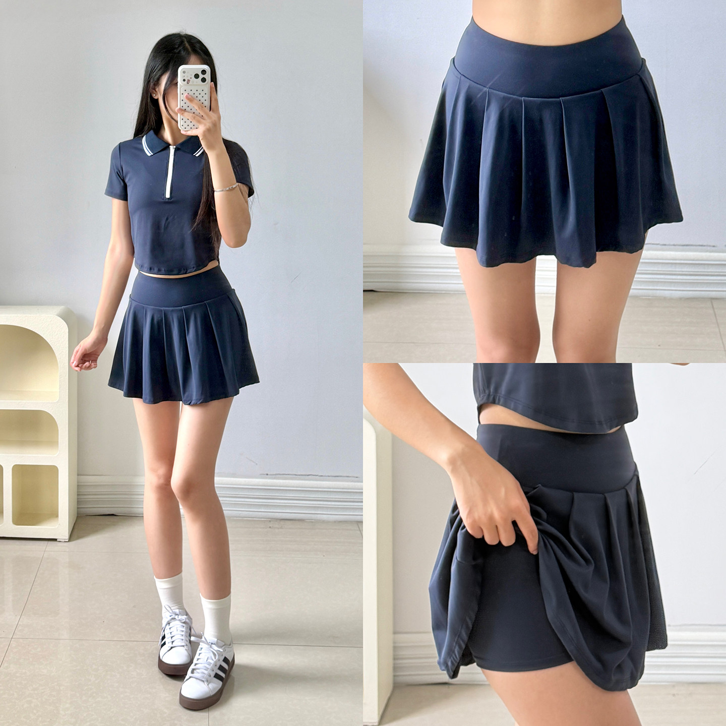 夏季网球速干POLO衫裙裤套装女图片