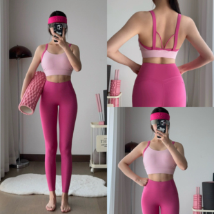 瑜伽套装 带口袋固定杯内衣美背 高强度瑜伽运动健身文胸女健身裤