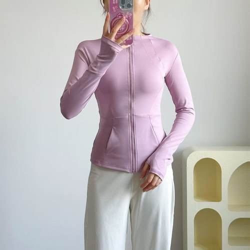 瑜伽服外套运动拉链长袖健身上衣