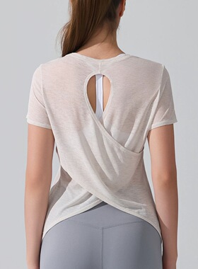 2026新款瑜伽服罩衫女训练跑步运动套装上衣普拉提健身短袖晨跑服