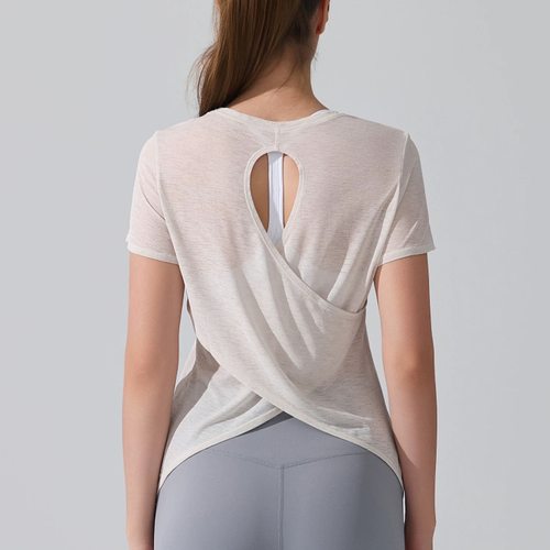 瑜伽服罩衫女训练跑步运动短袖