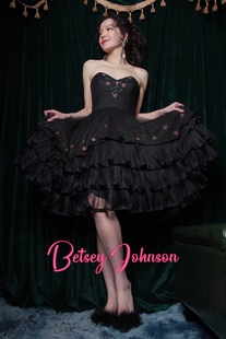 复古甜心手工串珠网纱抹胸蛋糕连衣裙孤品 Johnson美式 Betsey 90s