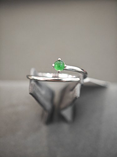 天然缅甸翡翠A货玉戒指保真镶嵌玉指环蛋面尾戒生日礼物送女友