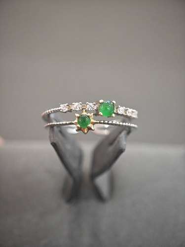 天然缅甸翡翠戒指镶嵌保真925银指环本命年生日礼物送女友