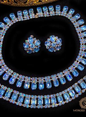 Vintage奥地利水晶项链手链耳夹