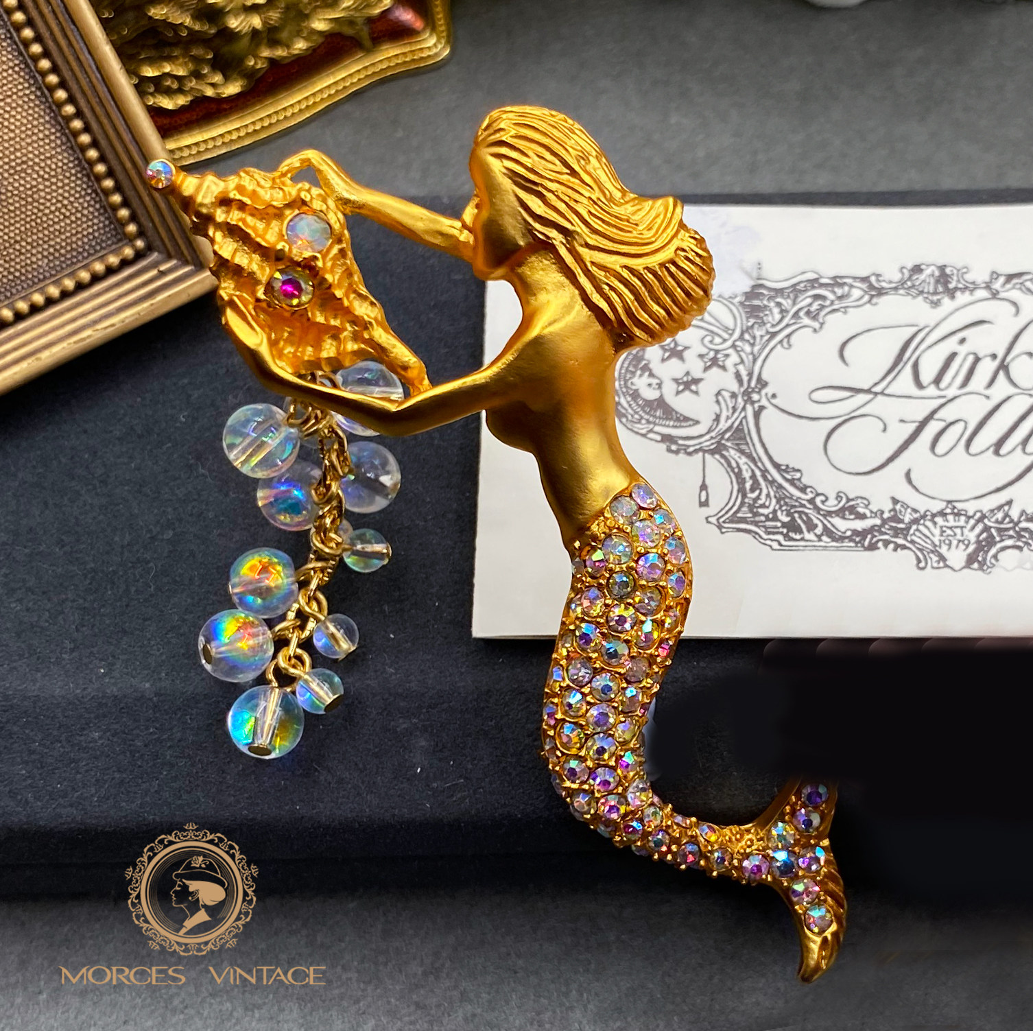 Kirks Folly深海人鱼海螺幻彩梦幻泡泡珠胸针