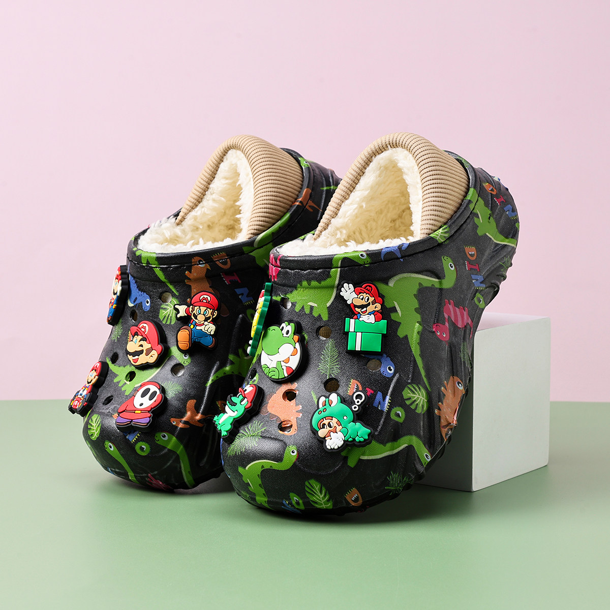 儿童棉拖鞋男童卡通加绒保暖室内居家包跟棉鞋踩屎感防滑冬幼儿园