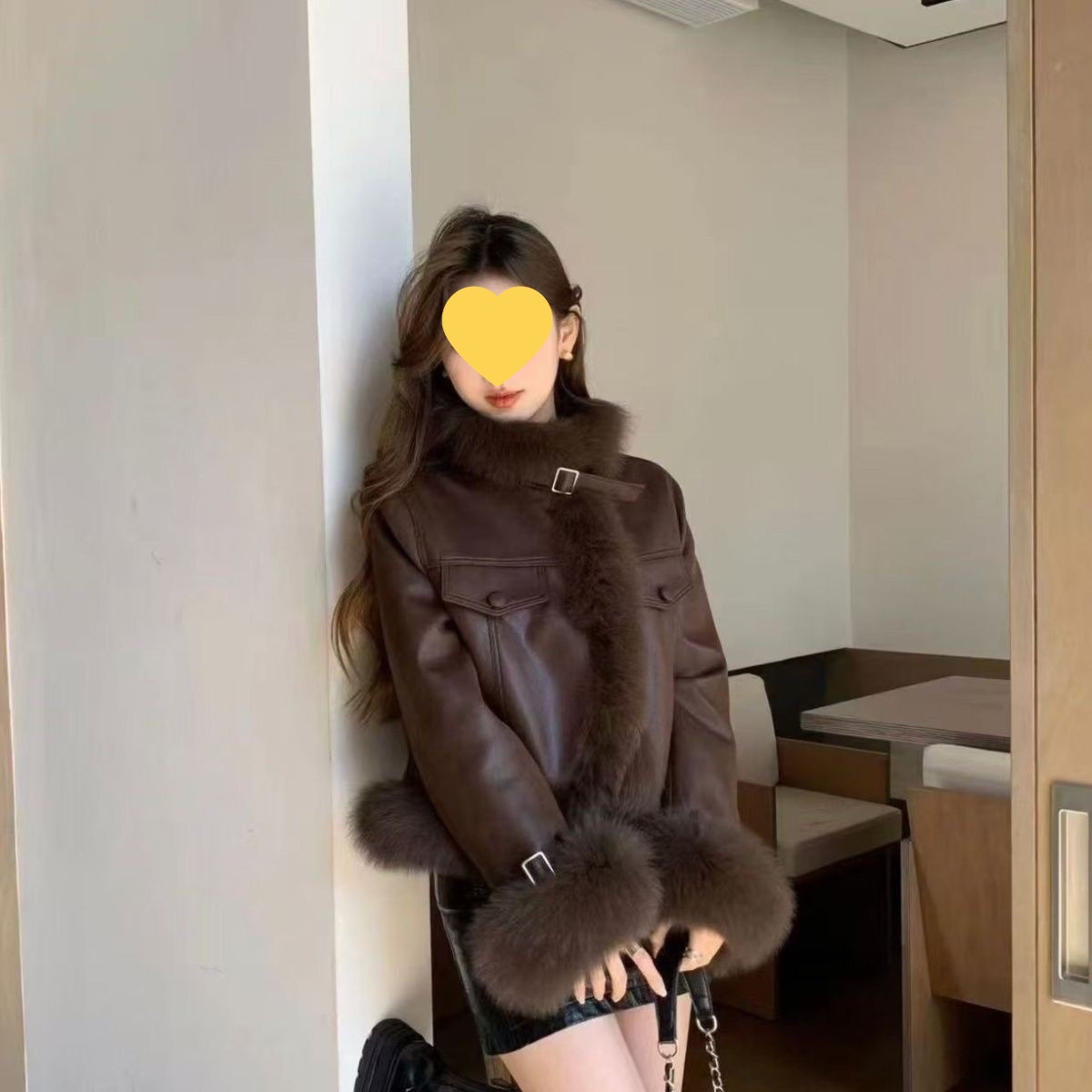 皮毛一体皮草短款狐狸毛