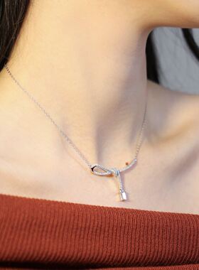 【Chunxi】@塬 925银锆石 孟子义同款极光丝带锁结项链锁骨链礼物