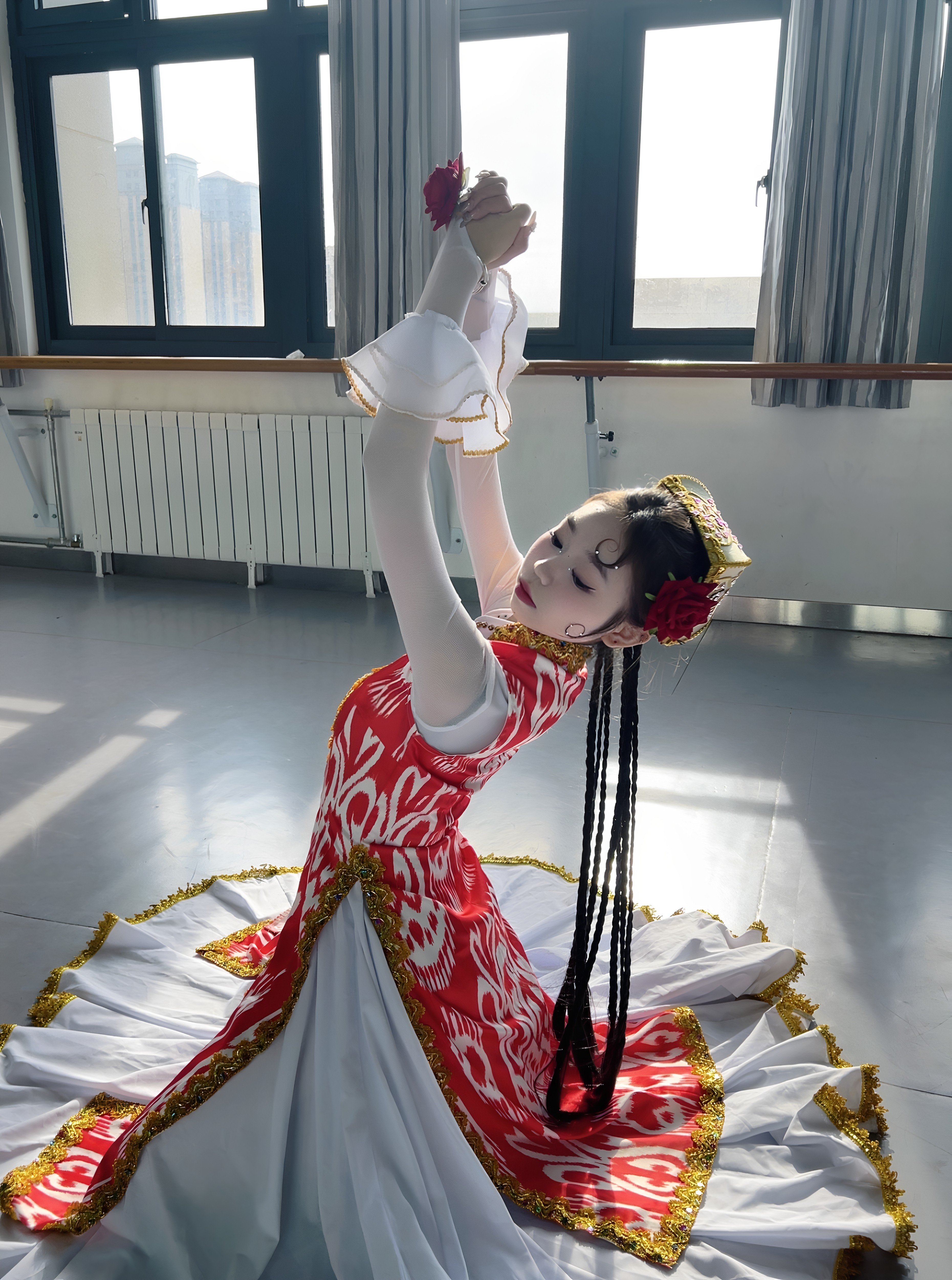 新疆舞蹈服维族舞蹈演出服半身裙维吾族民族风表演服练功裙