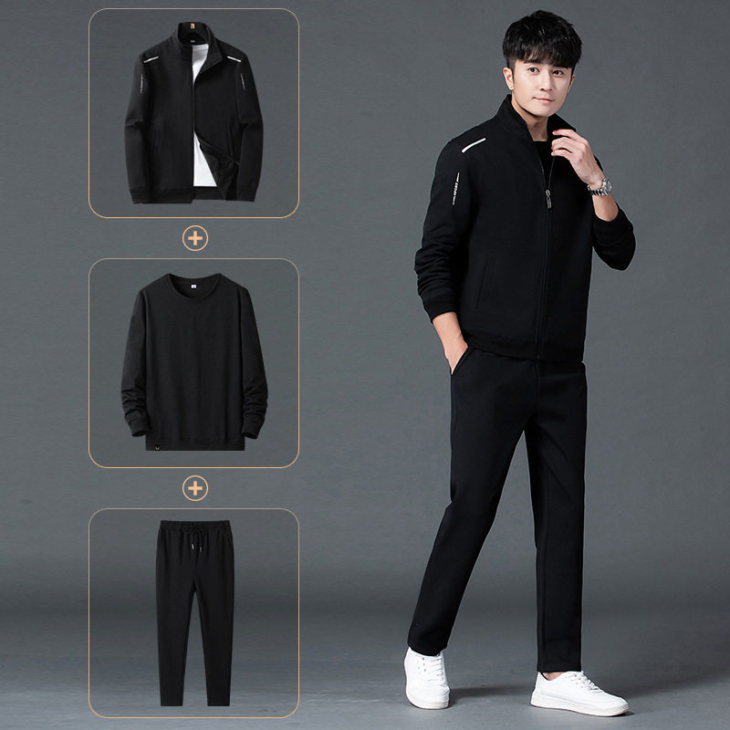 秋季新款中老年运动服套装男士中年休闲爸爸装春秋三件套春装