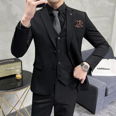 2025春季新西装套装修身商务休闲大码工西服男士礼服SJT9889-P265