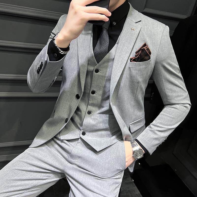 春季青年西装套装修身商务休闲大码工西服男士礼服SJT9889-P265