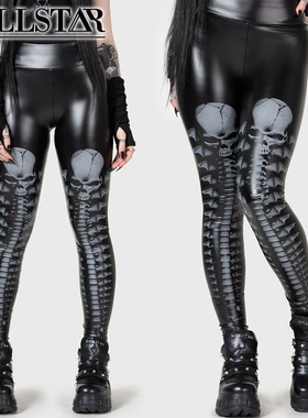 吉儿朋克】英国Killstar副牌Kihilist邪龙骷髅人造革高腰打底皮裤