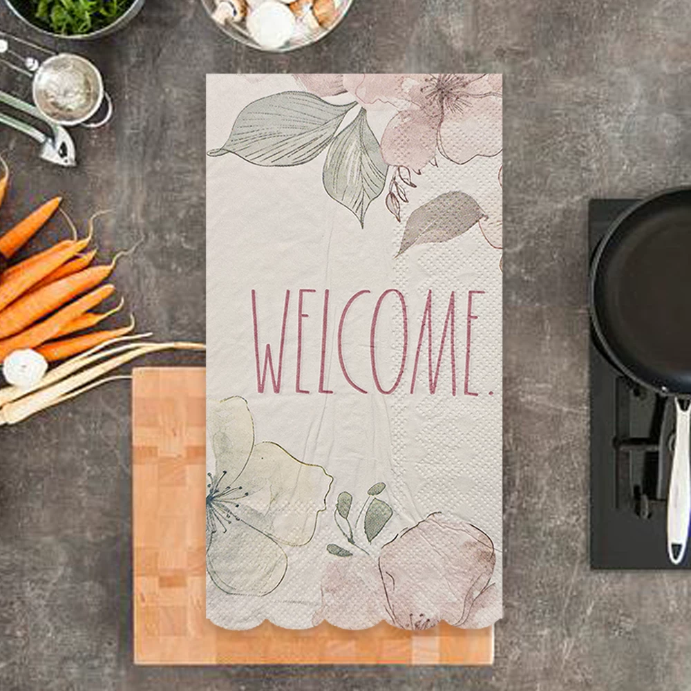 整包33x40cm浅灰花朵文字3层面巾彩色餐巾纸手帕纸装饰餐垫