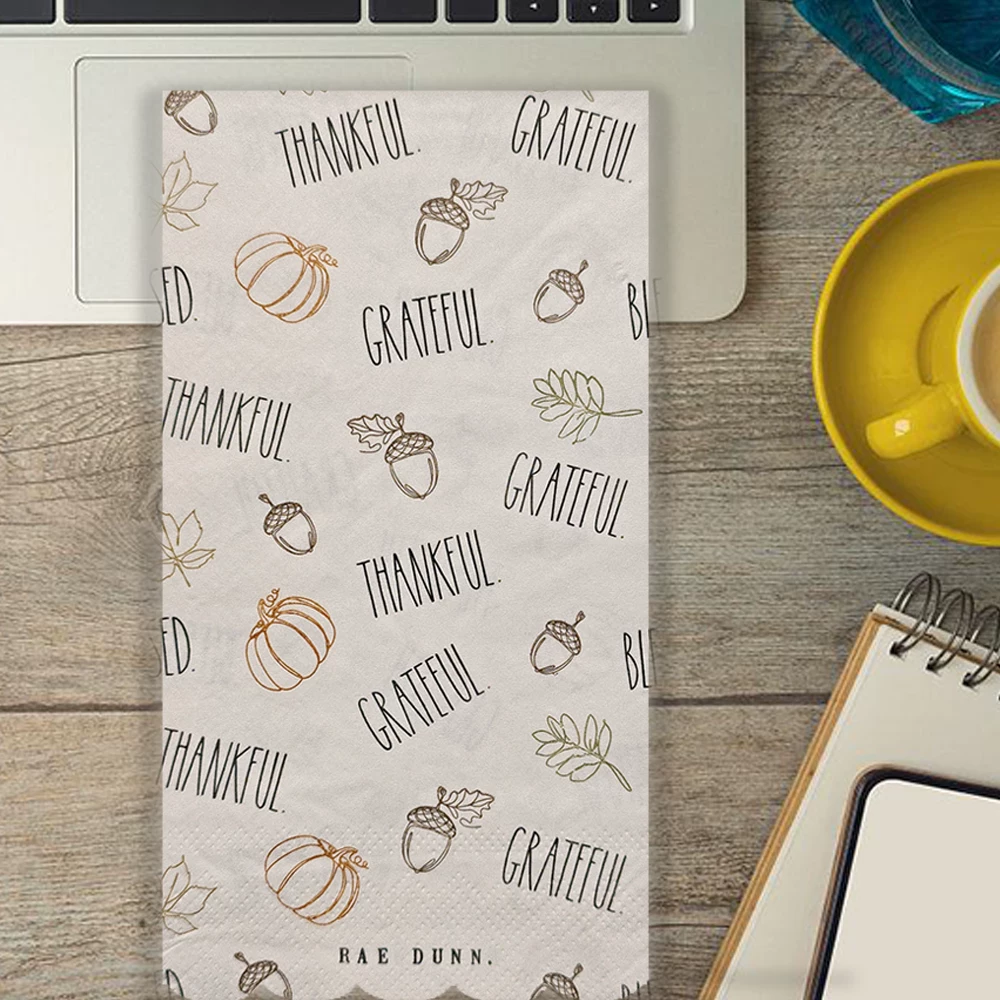 整包33x40cm松果树叶文字3层面巾彩色餐巾纸手帕纸装饰餐垫