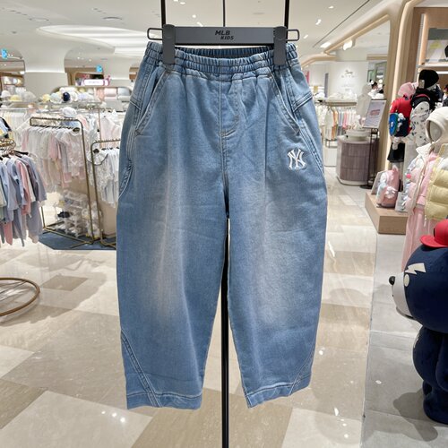 MLB松紧腰简约牛仔裤舒适长裤