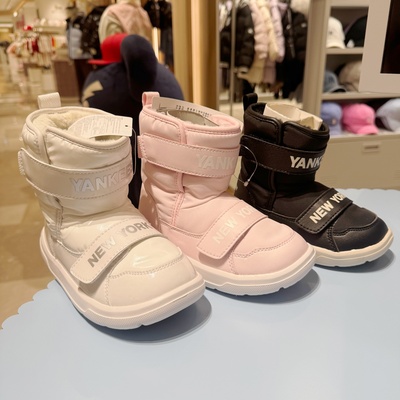 MLB儿童魔术贴毛绒高帮雪地靴