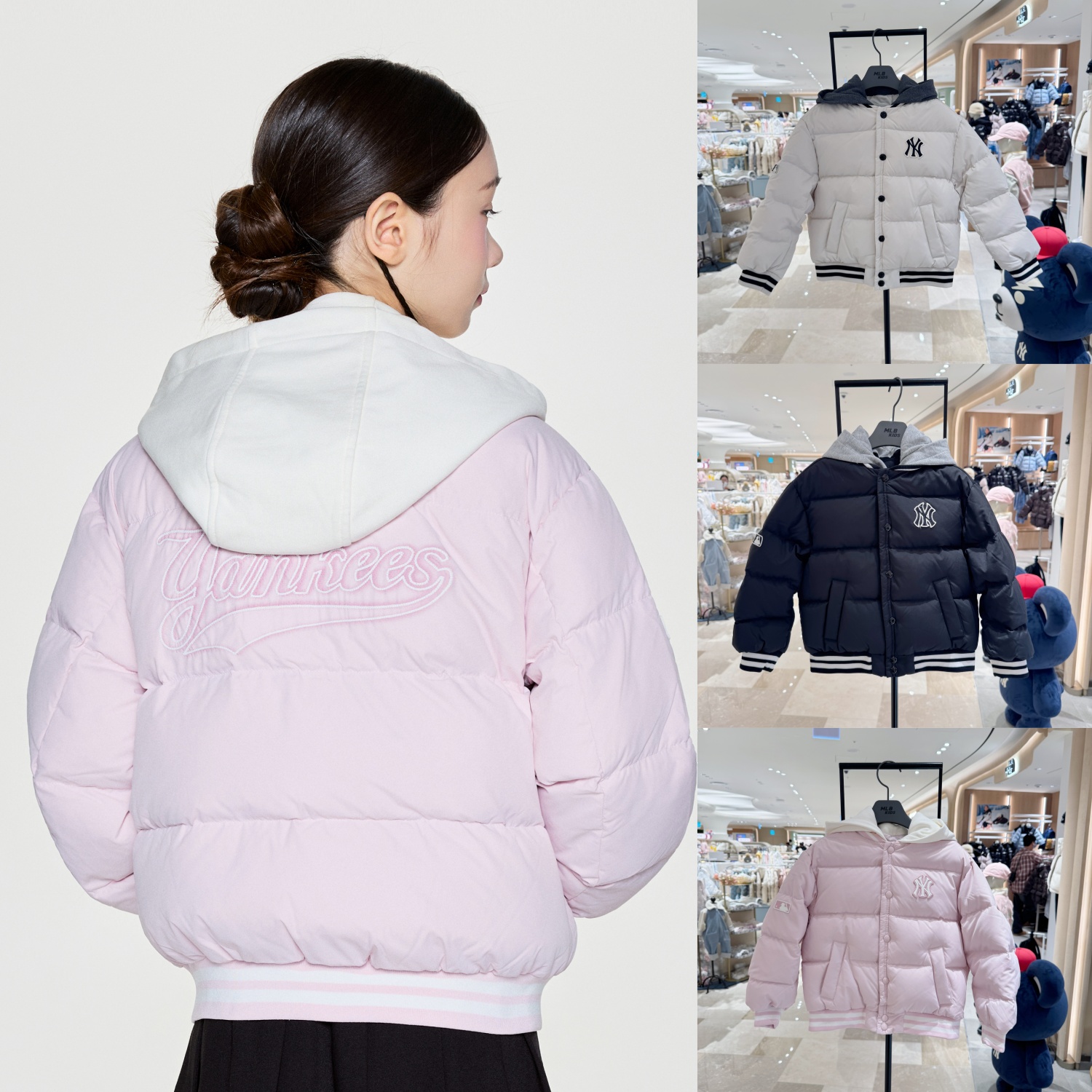 韩国专柜代购MLB儿童80%鸭绒棒球服连帽防水羽绒服25冬新款2056