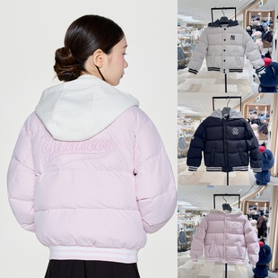 韩国专柜代购 2056 MLB儿童80%鸭绒棒球服连帽防水羽绒服25冬新款