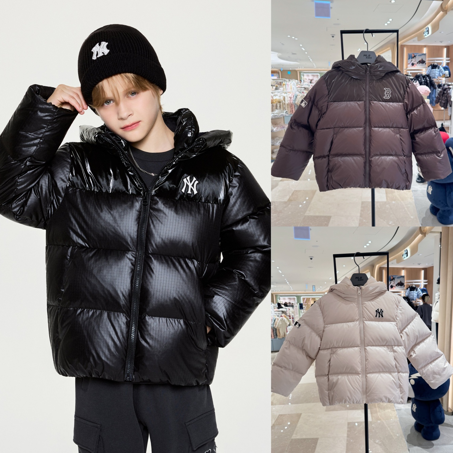 韩国专柜代购MLB潮牌儿童80%鸭绒防水保暖连帽羽绒服25冬新款2356