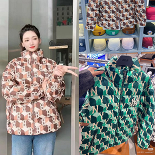 0626 MLB潮牌成人老花满印羽绒服保暖外套折扣款 2折韩国代购 正品