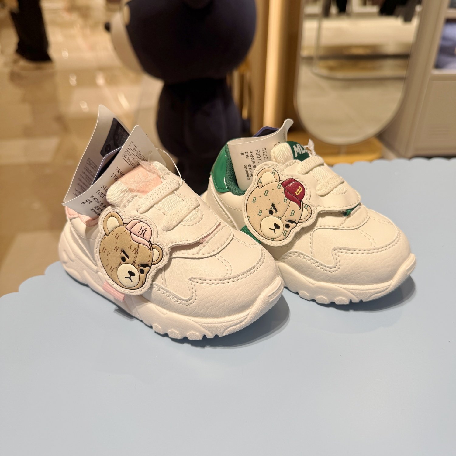 韩国代购MLB小童时尚百搭魔术贴小熊休闲鞋运动鞋25秋新款2B4N