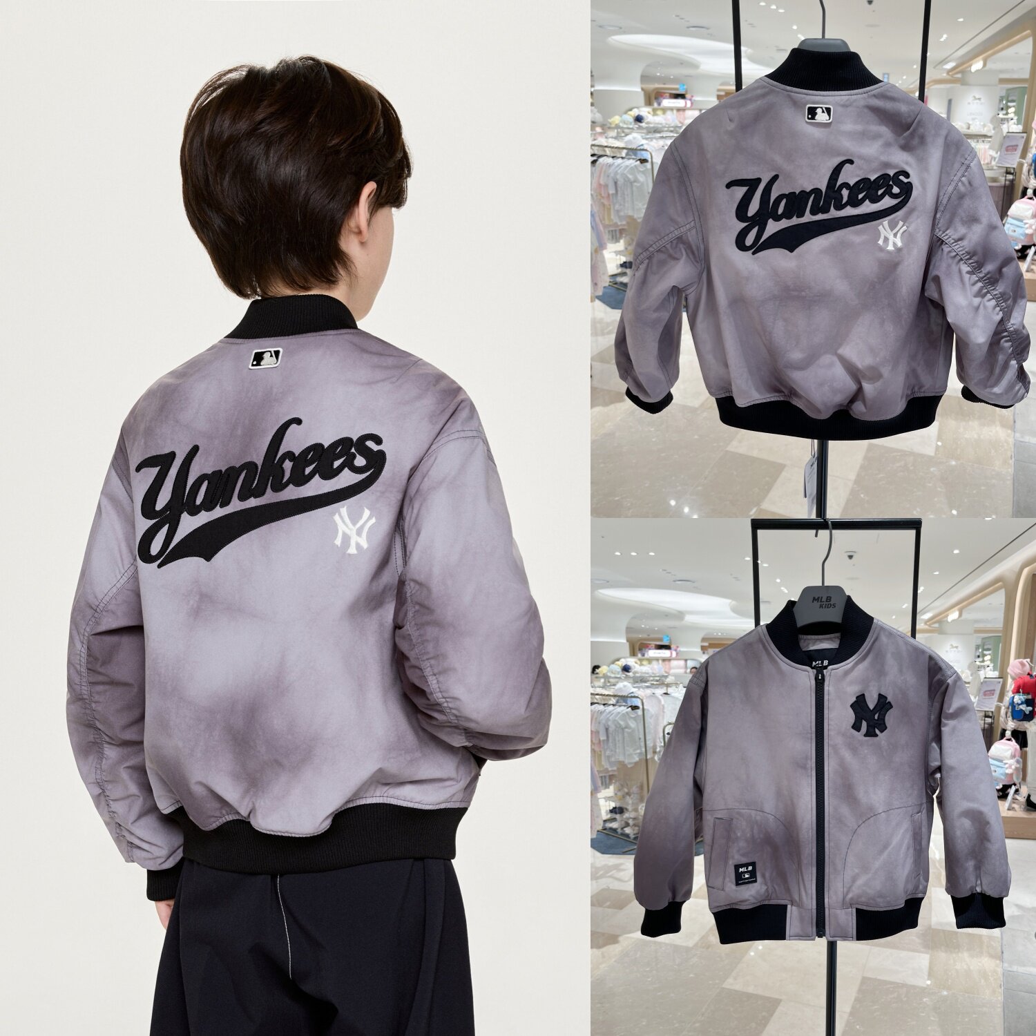 韩国直邮代购MLB儿童复古字母夹棉棒球服夹克外套26春新款0661