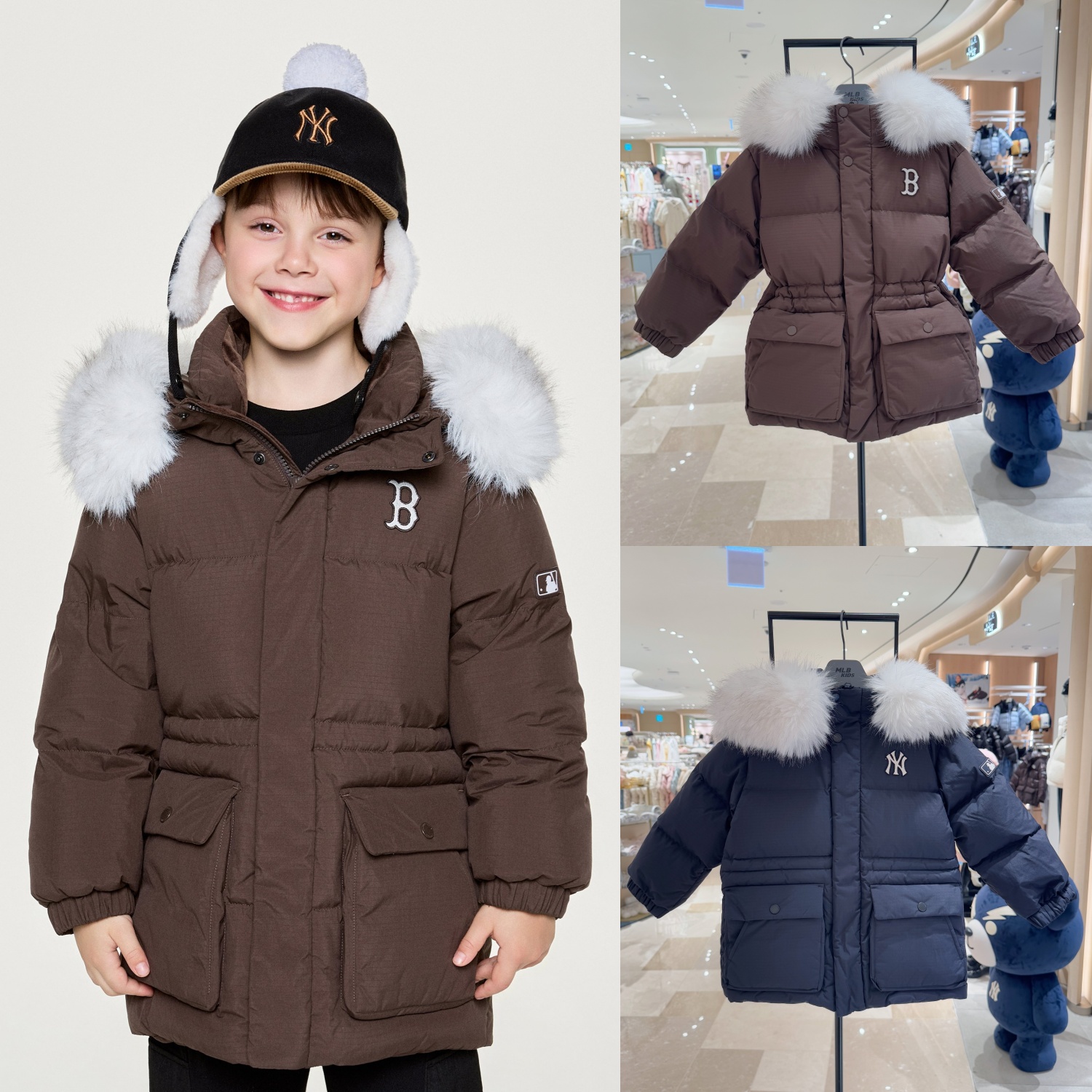 MLB儿童80%鸭绒防水连帽羽绒服