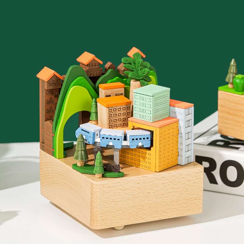 天空之城木质小火车音乐盒八音盒生日礼物圣诞节儿童节送女生闺蜜