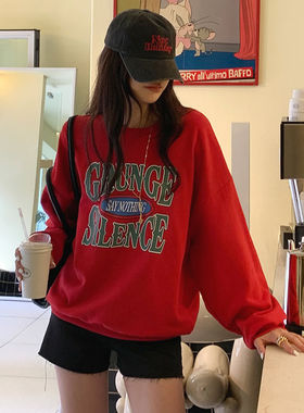 时尚起义韩国潮范2025秋冬grunge字母印花宽松卫衣T恤tm25100103