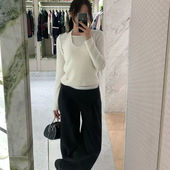 潮范2026春简约纯色蕾丝双层腰休闲裤 时尚 起义韩国代购 dc26012901