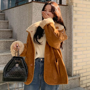 时尚起义韩国潮范2025冬泰迪绒正反两穿皮毛一体外套dp25111201