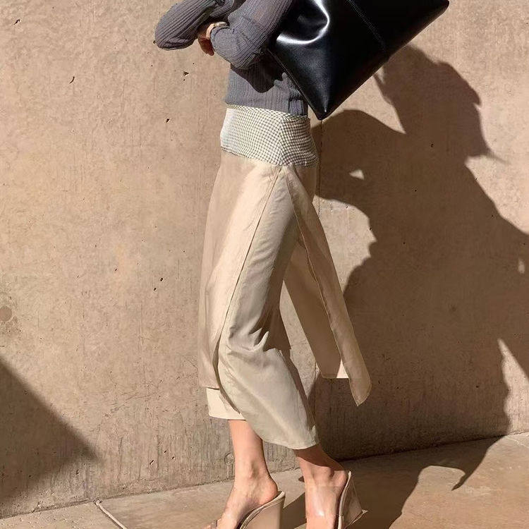 贵气飘逸双层侧开叉天丝半身裙