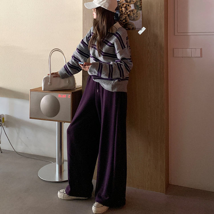 时尚起义加绒阔腿口袋拼接休闲裤