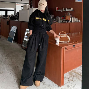 时尚起义韩国套装潮范2026春wellness加绒连帽卫衣+裤dp26010802