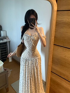 法式 纯欲风甜美约会裙子 显瘦连衣裙夏季 小众超仙波点气质长裙修身