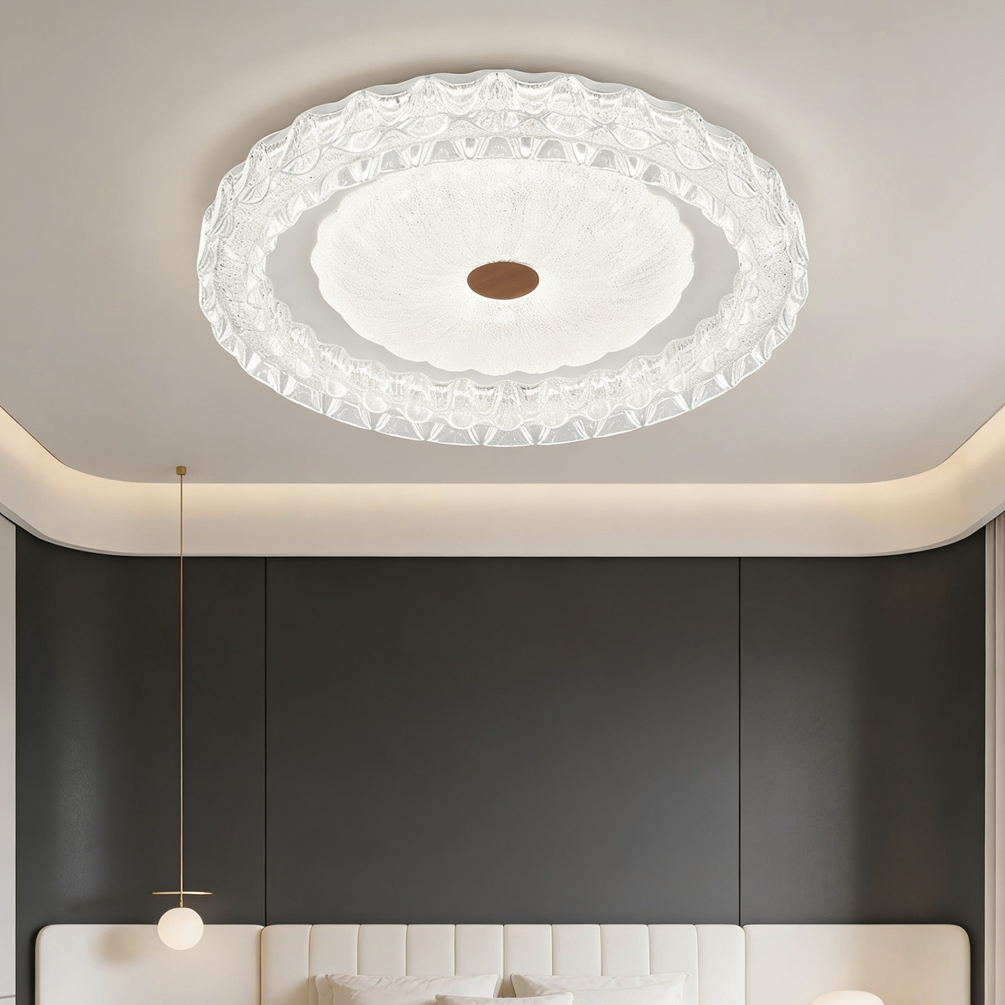 简约轻奢卧室灯2026新款水晶质感房间吸顶灯led餐厅书房语音声控