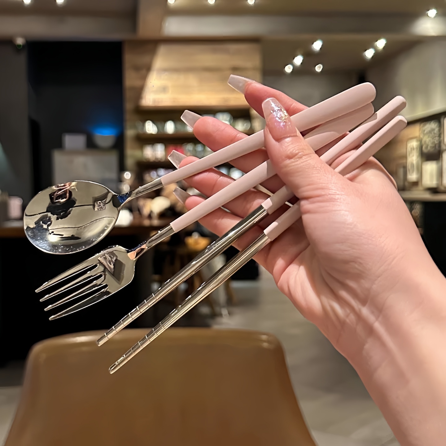 高颜值学生上班族筷子勺子304不锈钢便携式餐具盒筷子勺子餐具