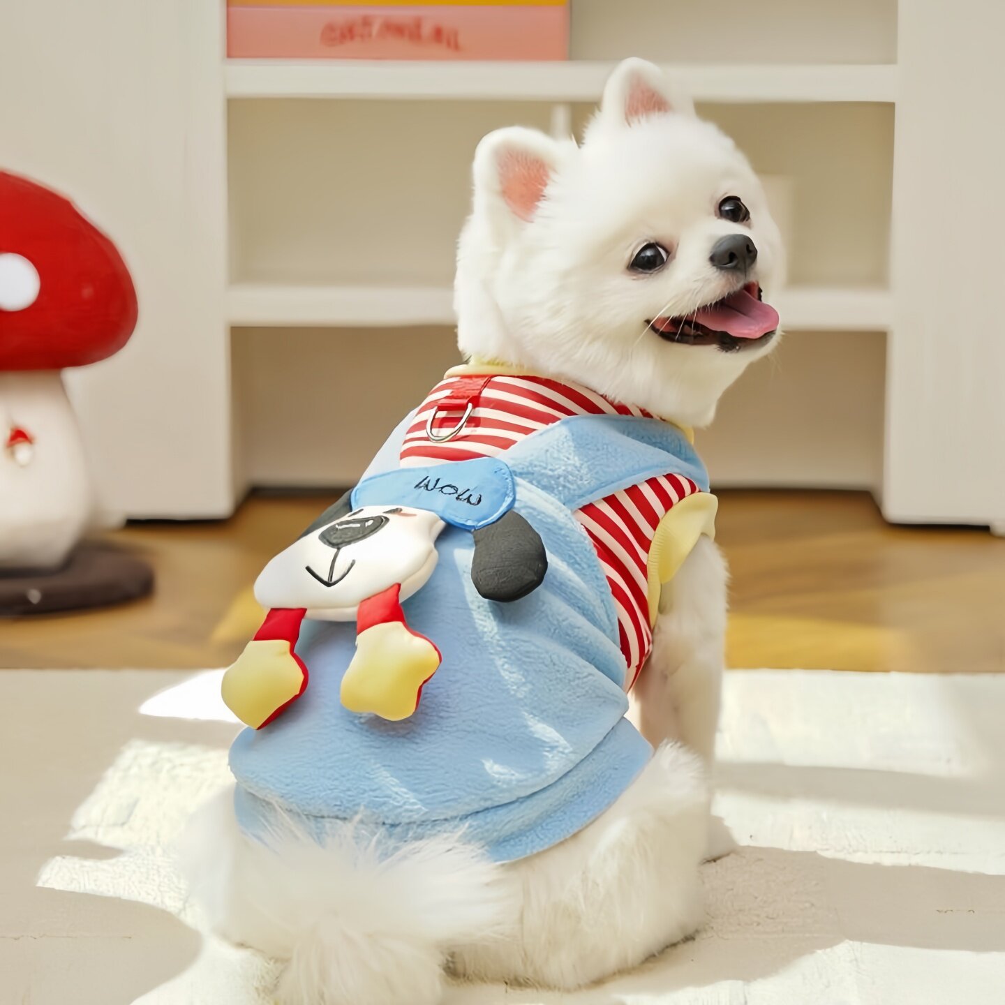 比熊衣服秋冬狗狗猫咪四脚衣服加厚保暖带牵引扣小型犬泰迪小鹿犬