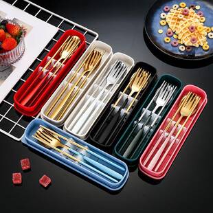 不锈钢筷子旅行创意便携式筷勺子套装携带餐具户外随身叉子