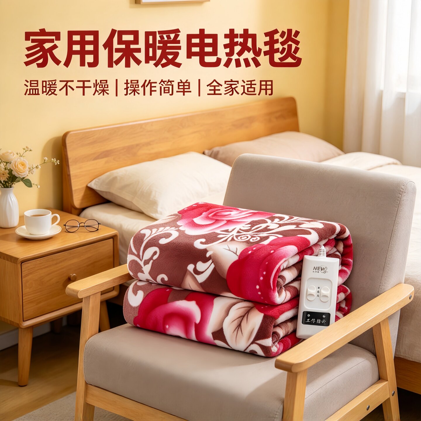 电暖电热毯双人双控定时智能安全防水加热床垫可调温恒温速热