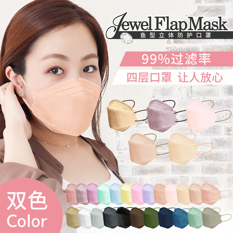 kf94成人彩色一次性口罩鱼嘴型4d立体口罩大小脸儿童防护口罩