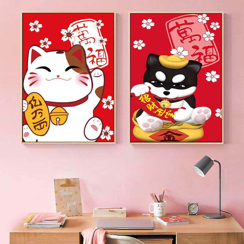 招财进宝猫咪十字绣2021新款小件线绣客厅餐厅卡通动物简单自己绣