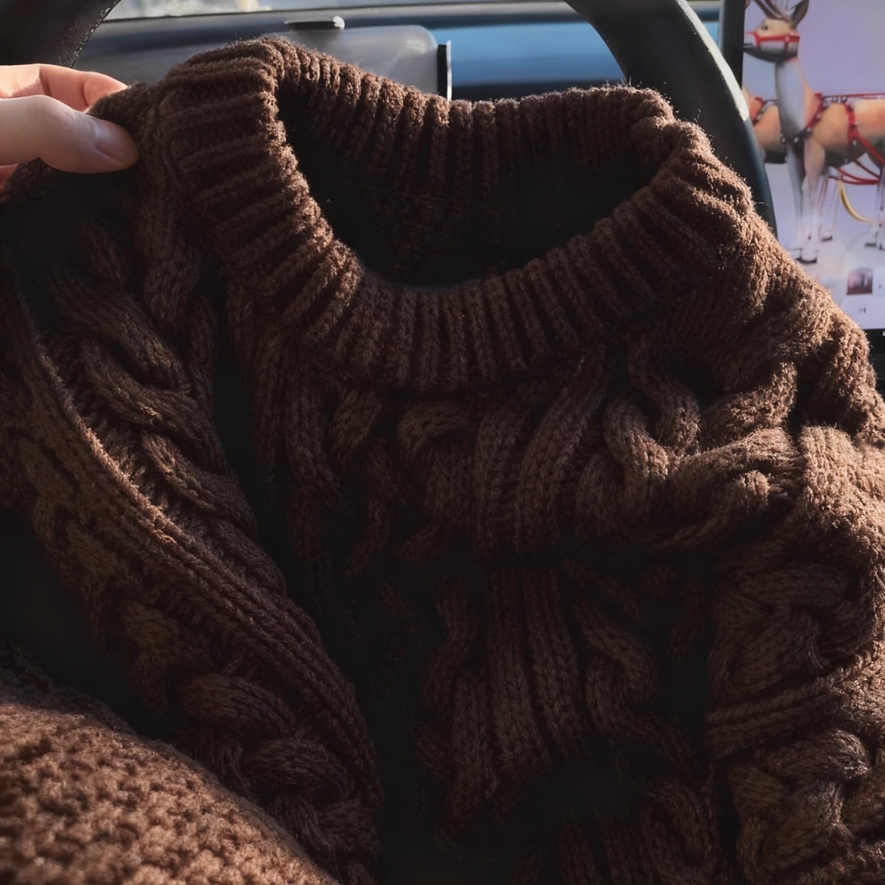 加厚版！慵懒风咖色麻花纹毛衣女冬季新款韩版宽松套头针织衫上衣