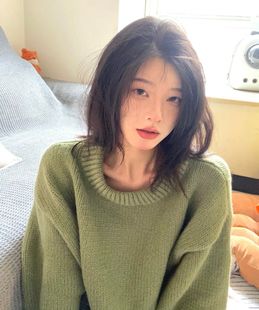 复古绿！ins慵懒风圆领套头毛衣女秋装宽松加厚长袖针织衫上衣潮