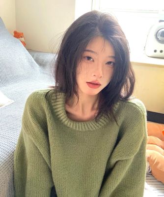 复古绿！圆领加厚宽松毛衣