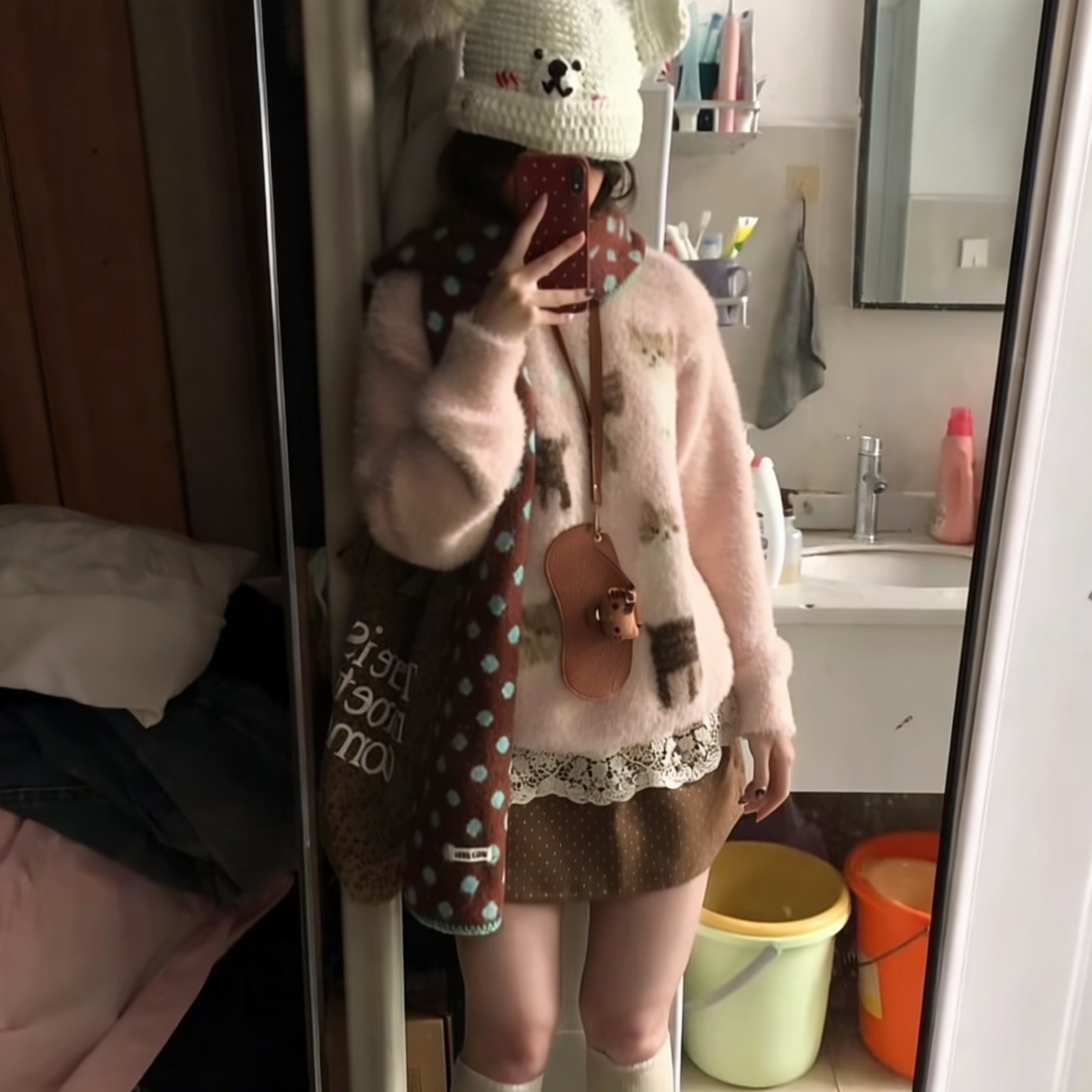 加厚版！软糯粉色卡通水貂绒套头毛衣女冬季新款韩版宽松针织上衣