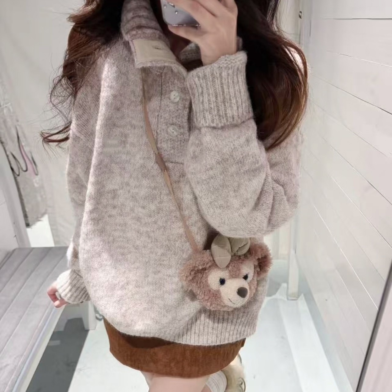 加厚版！花米色大翻领套头毛衣女冬季新款韩版宽松慵懒针织衫外套